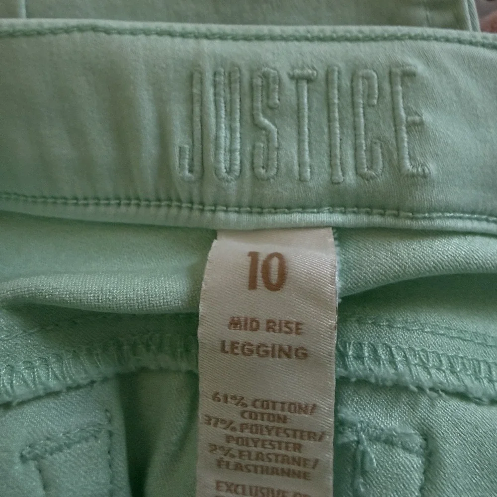 Justice Girls Ankle Jeggings Lot Of 3 MidRise Sz 10 Pull on Pant Denin Pink Mint